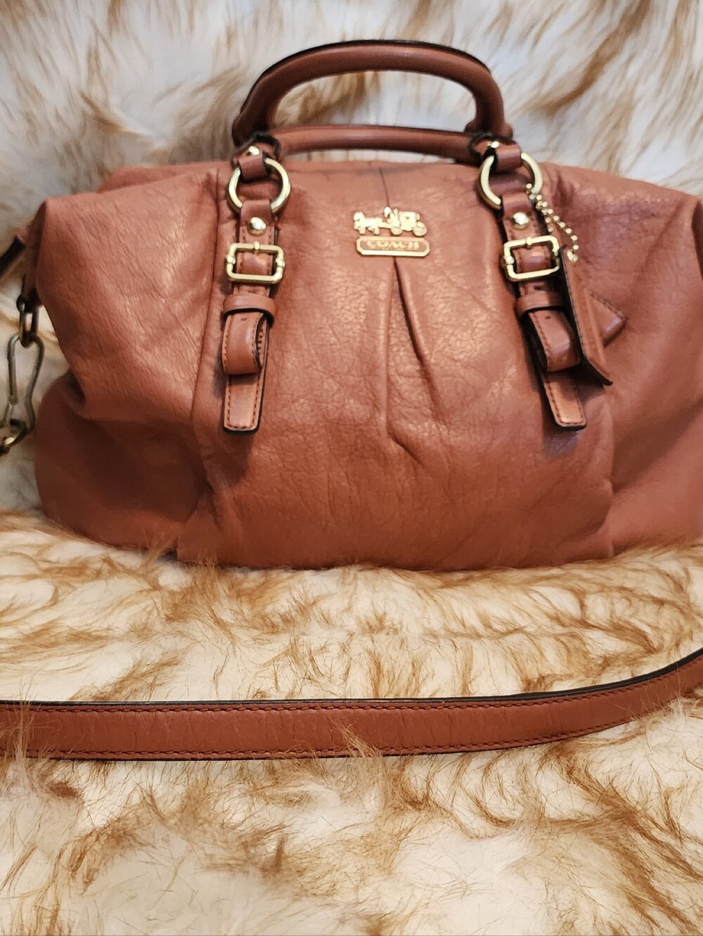 Coach Brown Leather Satchel with Gold Hardware